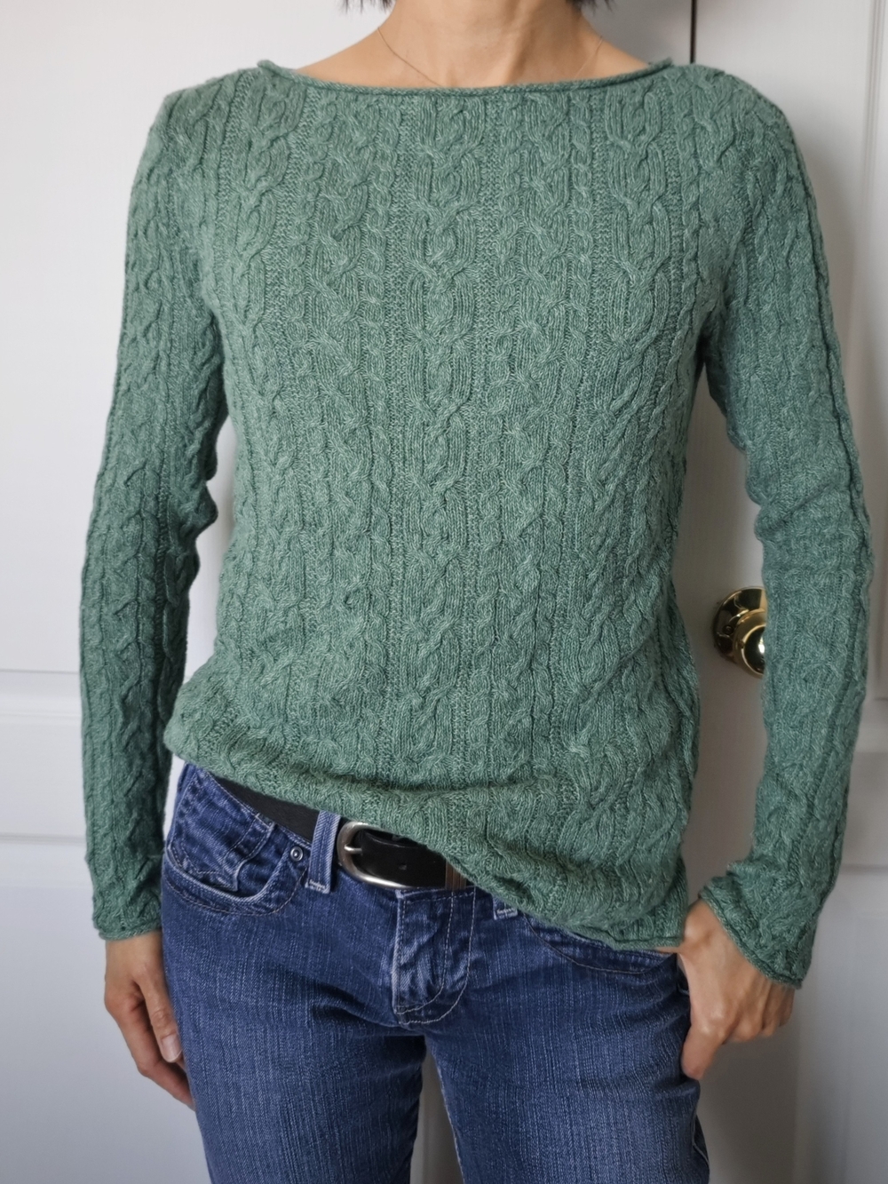 Ralph Lauren women's Green Cable-Knit Crewneck Sweater